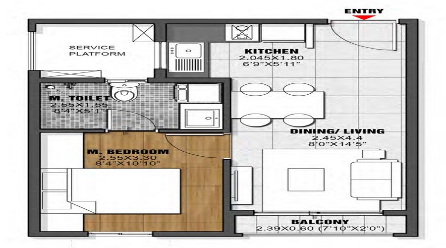2 BHK Floor Plan