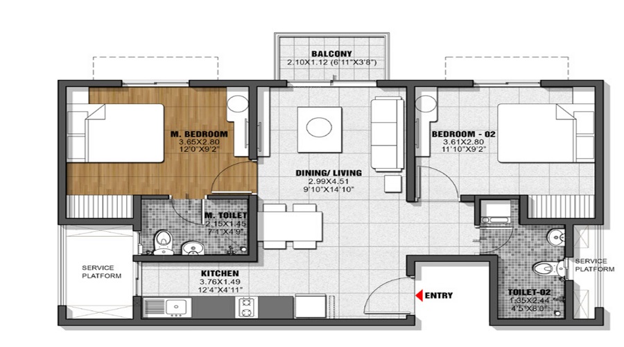 3 BHK Floor Plan